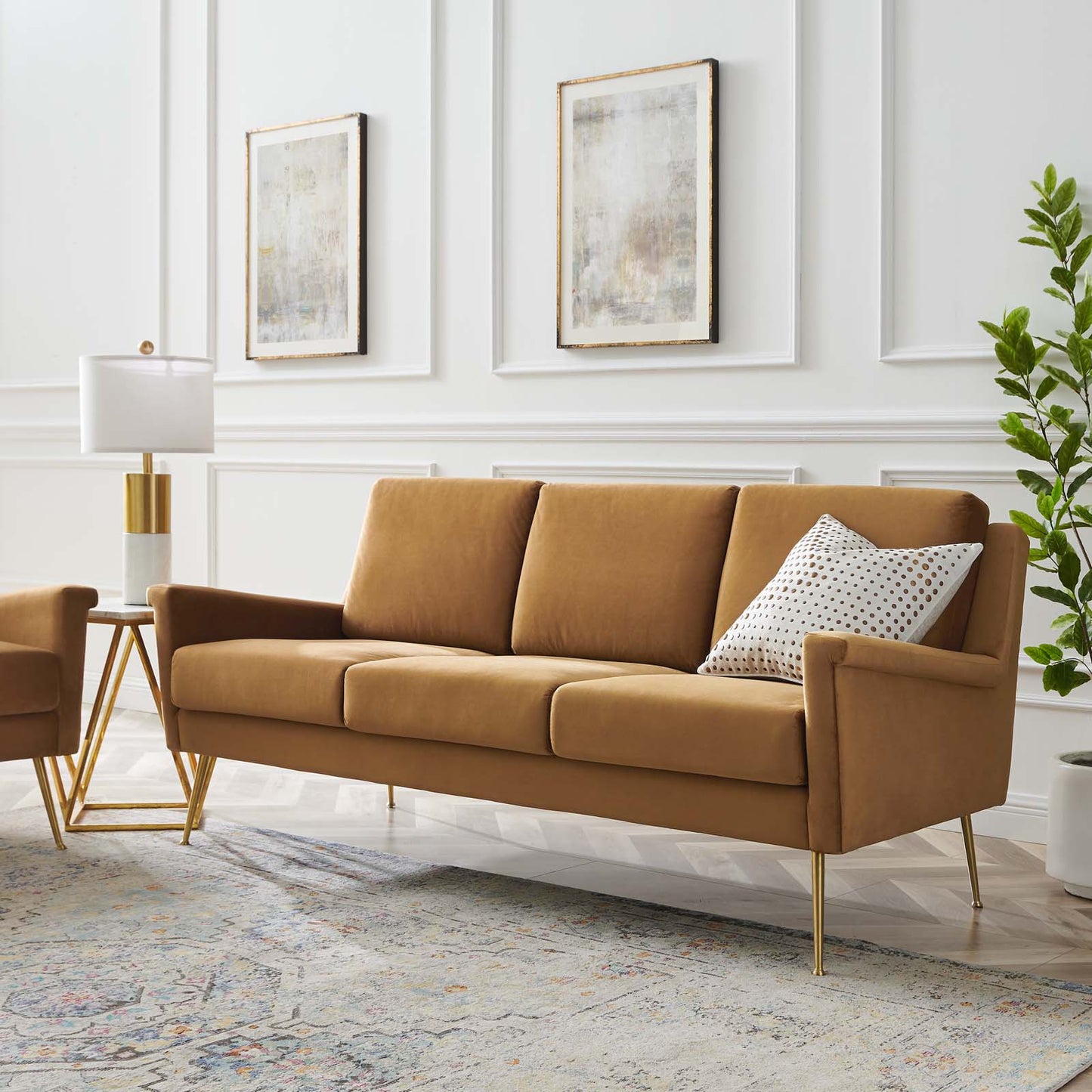 Chesapeake Performance Velvet Sofa, Velvet, Gold Brown, 20344