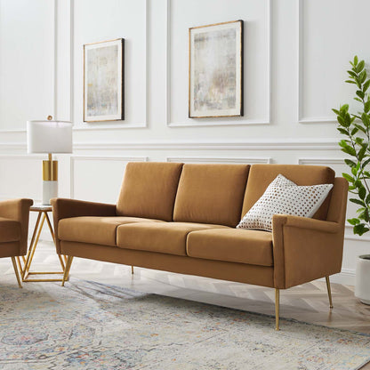 Chesapeake Performance Velvet Sofa, Velvet, Gold Brown, 20344
