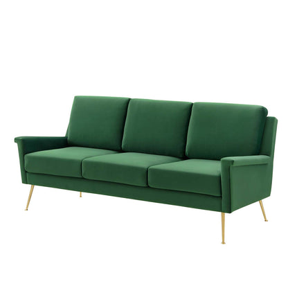 Chesapeake Performance Velvet Sofa, Velvet, Gold Green, 20345