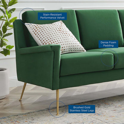 Chesapeake Performance Velvet Sofa, Velvet, Gold Green, 20345