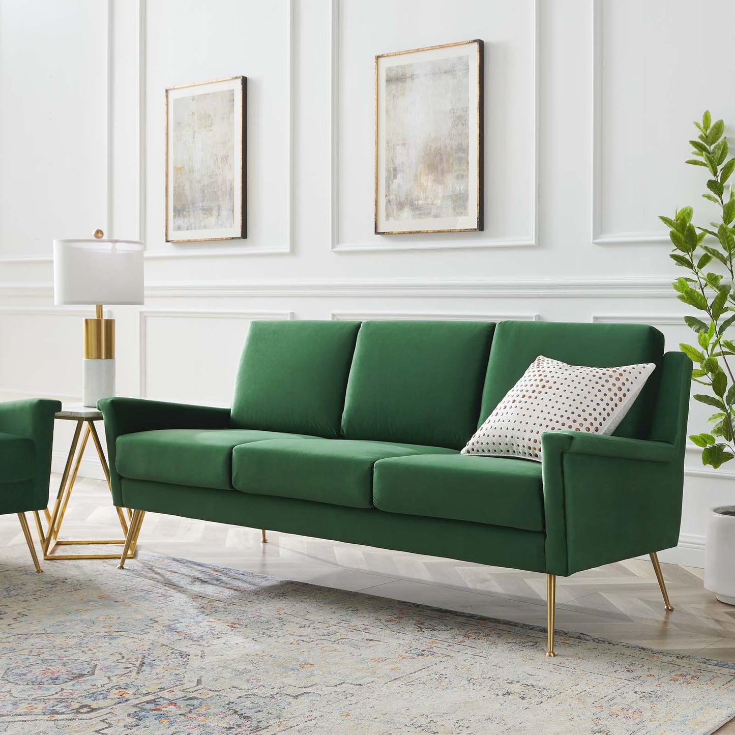 Chesapeake Performance Velvet Sofa, Velvet, Gold Green, 20345