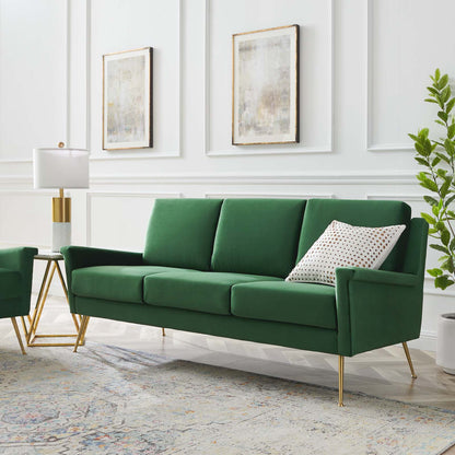 Chesapeake Performance Velvet Sofa, Velvet, Gold Green, 20345
