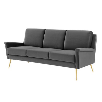 Chesapeake Performance Velvet Sofa, Velvet, Gold Grey Gray, 20346