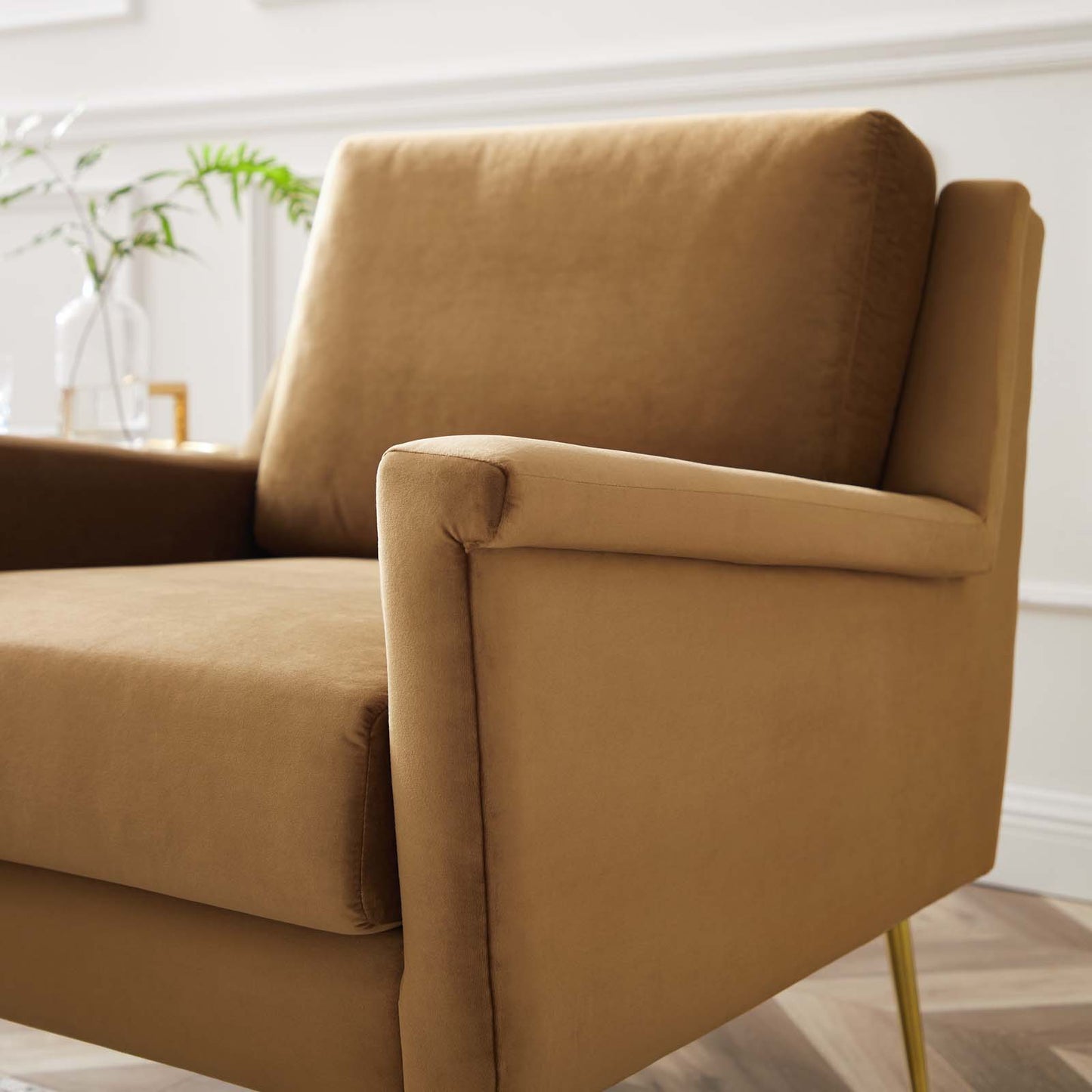 Chesapeake Performance Velvet Armchair, Velvet, Gold Brown, 20353