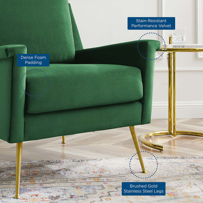 Chesapeake Performance Velvet Armchair, Velvet, Gold Green, 20354