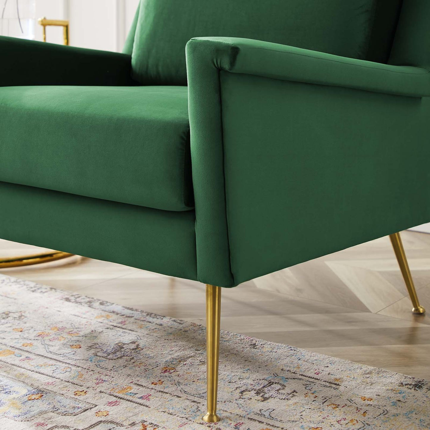 Chesapeake Performance Velvet Armchair, Velvet, Gold Green, 20354