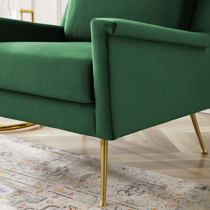 Chesapeake Performance Velvet Armchair, Velvet, Gold Green, 20354