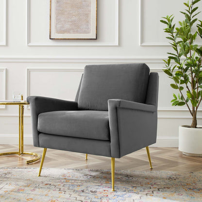 Chesapeake Performance Velvet Armchair, Velvet, Gold Grey Gray, 20355