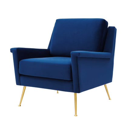 Chesapeake Performance Velvet Armchair, Velvet, Gold Blue Navy, 20356