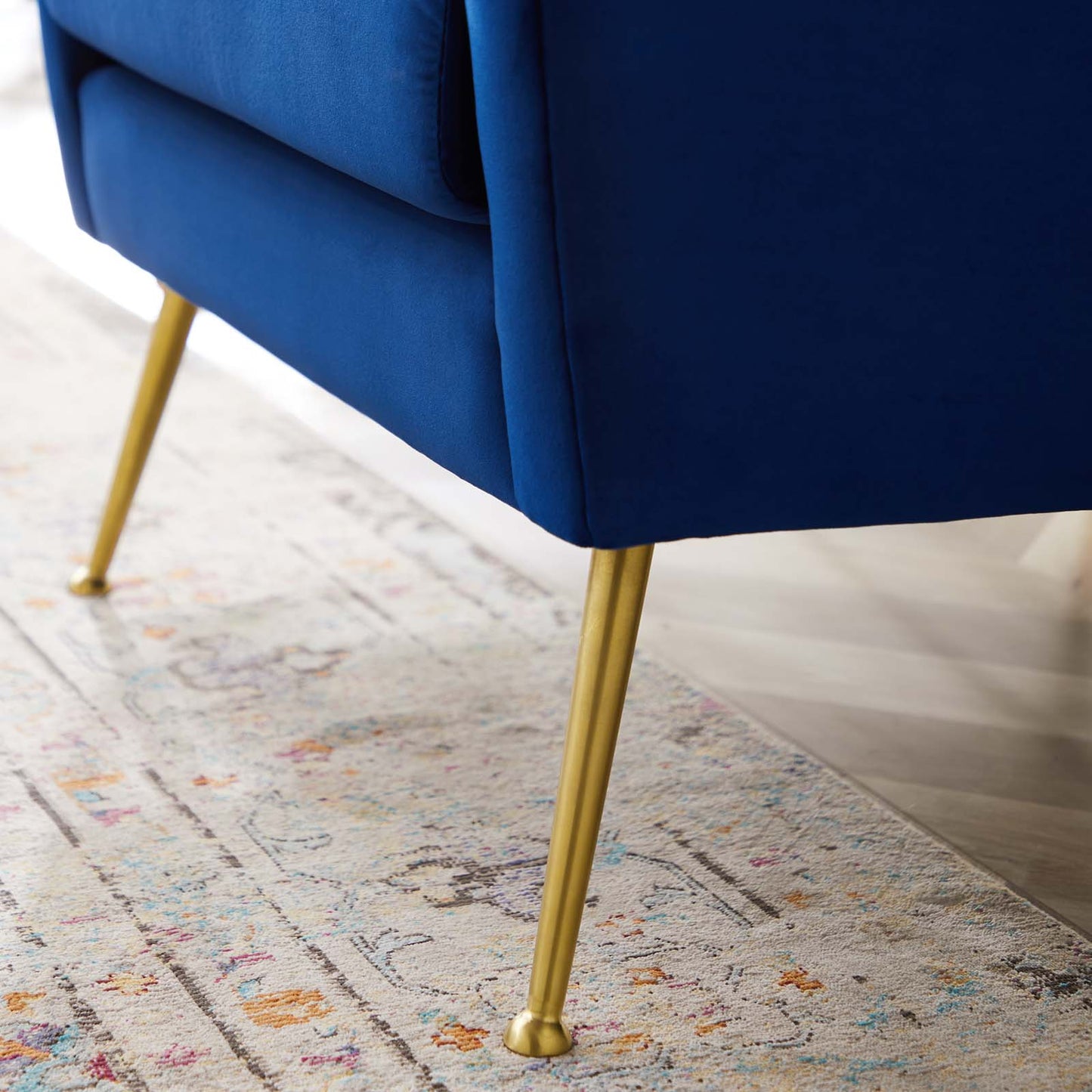 Chesapeake Performance Velvet Armchair, Velvet, Gold Blue Navy, 20356