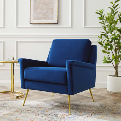 Chesapeake Performance Velvet Armchair, Velvet, Gold Blue Navy, 20356