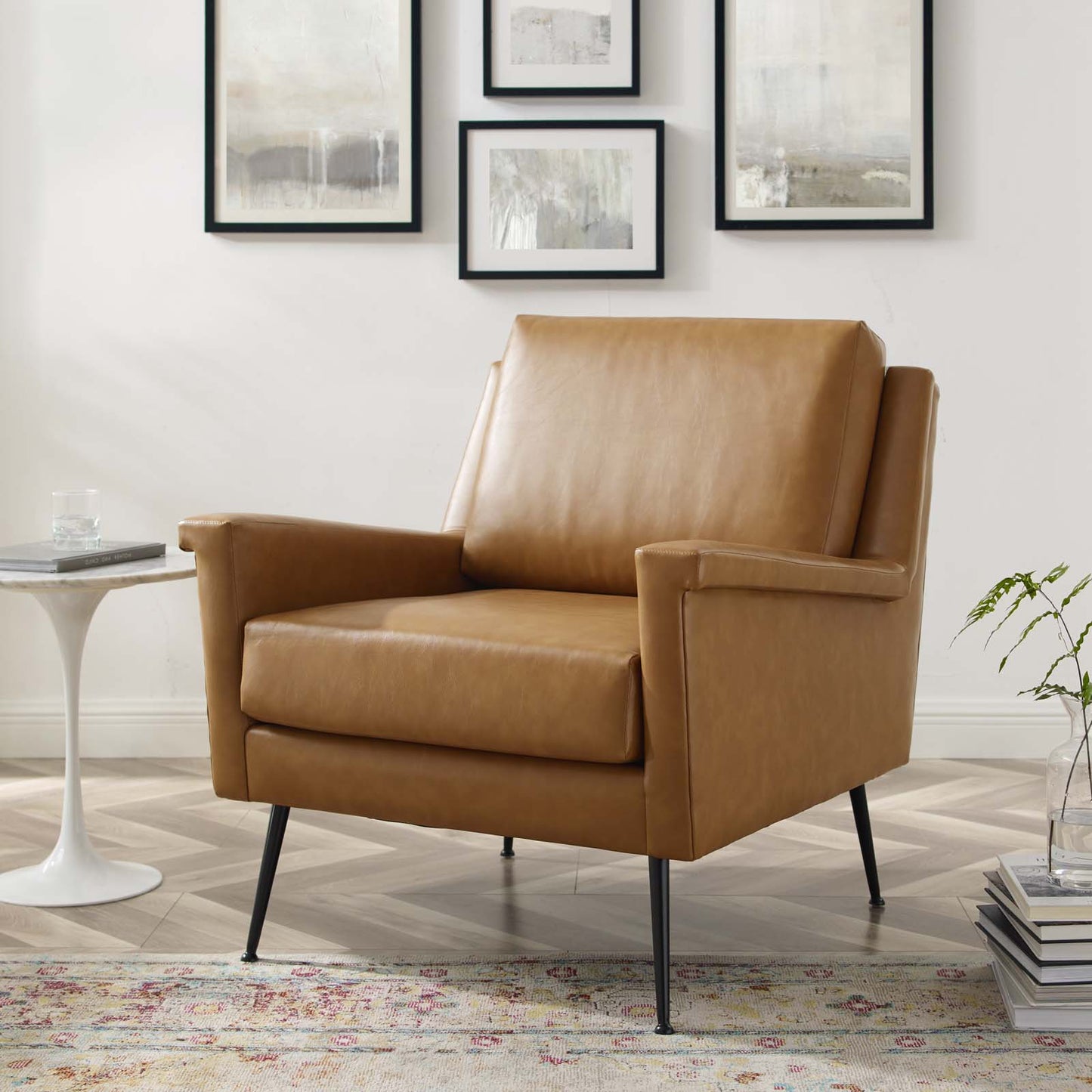 Chesapeake Vegan Leather Armchair, Faux Vegan Leather, Black Tan, 20361