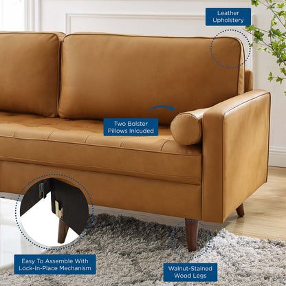 Valour 81" Leather Sofa, Leather, Tan, 20363
