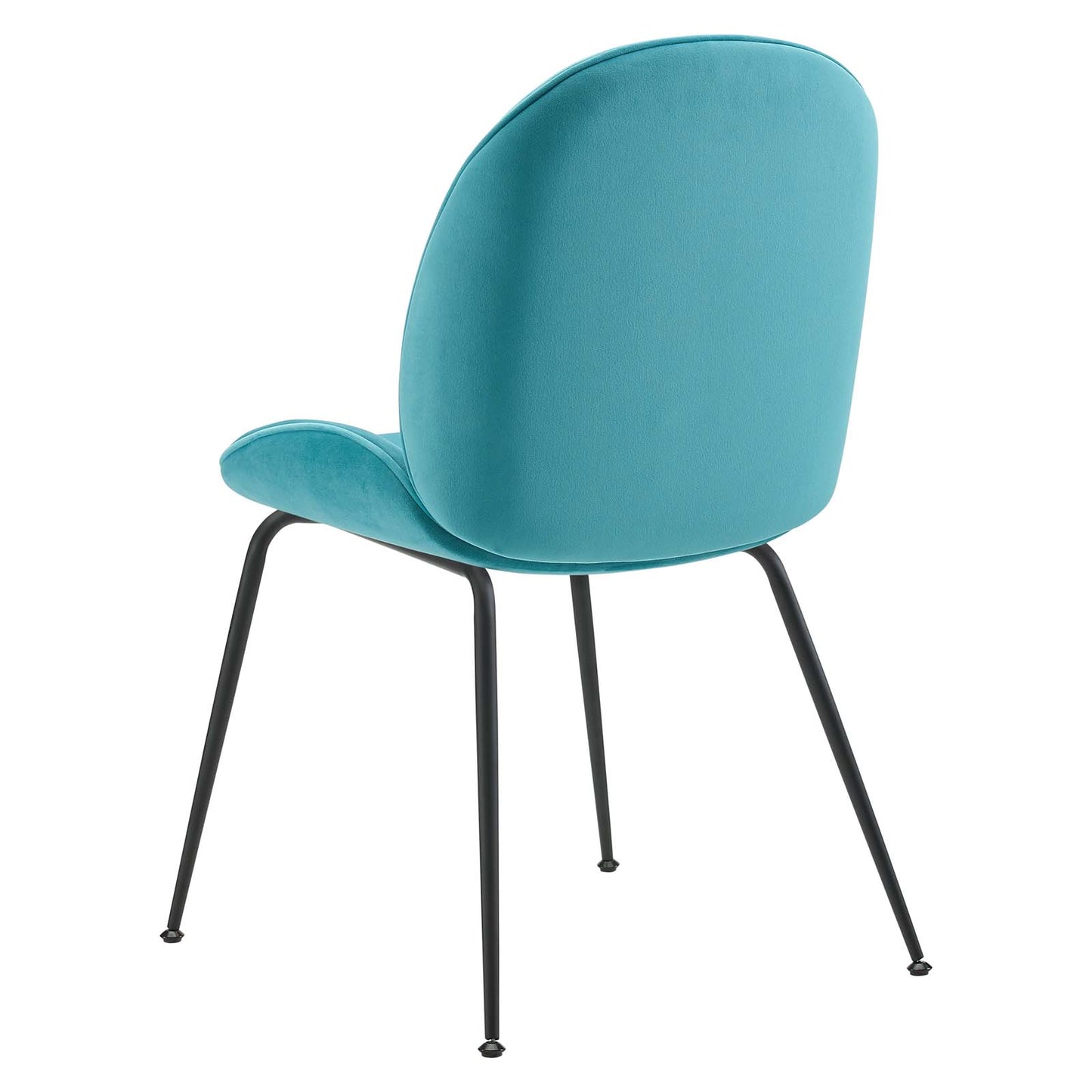 Scoop Black Powder Coated Steel Leg Performance Velvet Dining Chairs - Set of 2, Velvet, Metal Steel, Blue, 20364