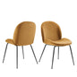 Scoop Black Powder Coated Steel Leg Performance Velvet Dining Chairs - Set of 2, Velvet, Metal Steel, Brown, 20365