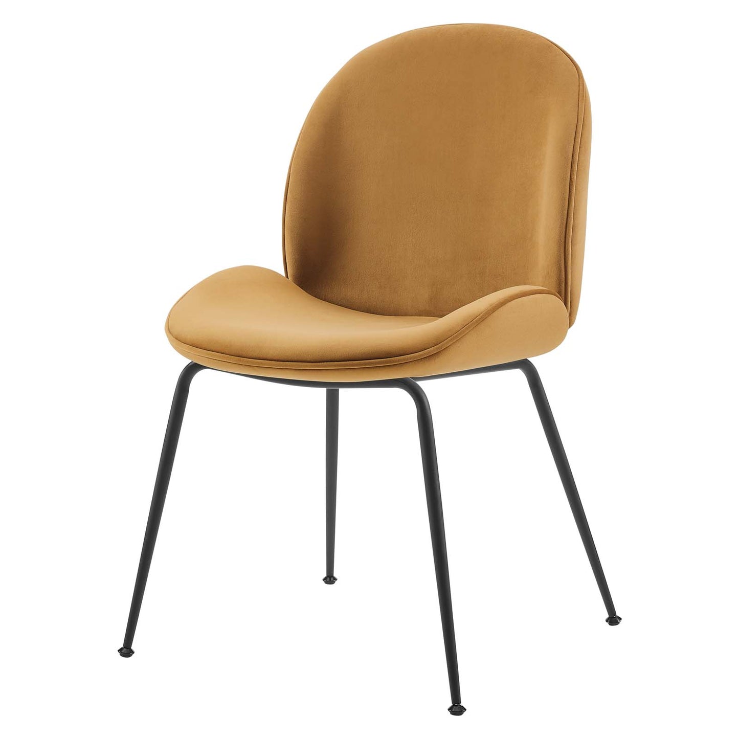 Scoop Black Powder Coated Steel Leg Performance Velvet Dining Chairs - Set of 2, Velvet, Metal Steel, Brown, 20365