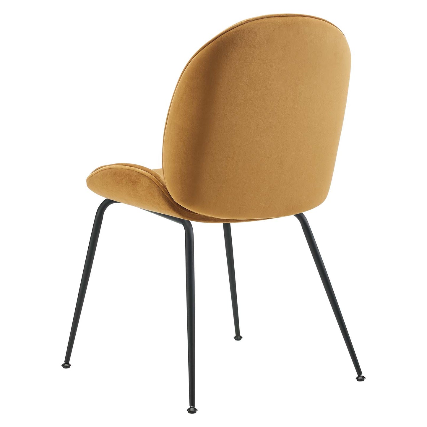 Scoop Black Powder Coated Steel Leg Performance Velvet Dining Chairs - Set of 2, Velvet, Metal Steel, Brown, 20365
