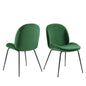 Scoop Black Powder Coated Steel Leg Performance Velvet Dining Chairs - Set of 2, Velvet, Metal Steel, Green, 20366