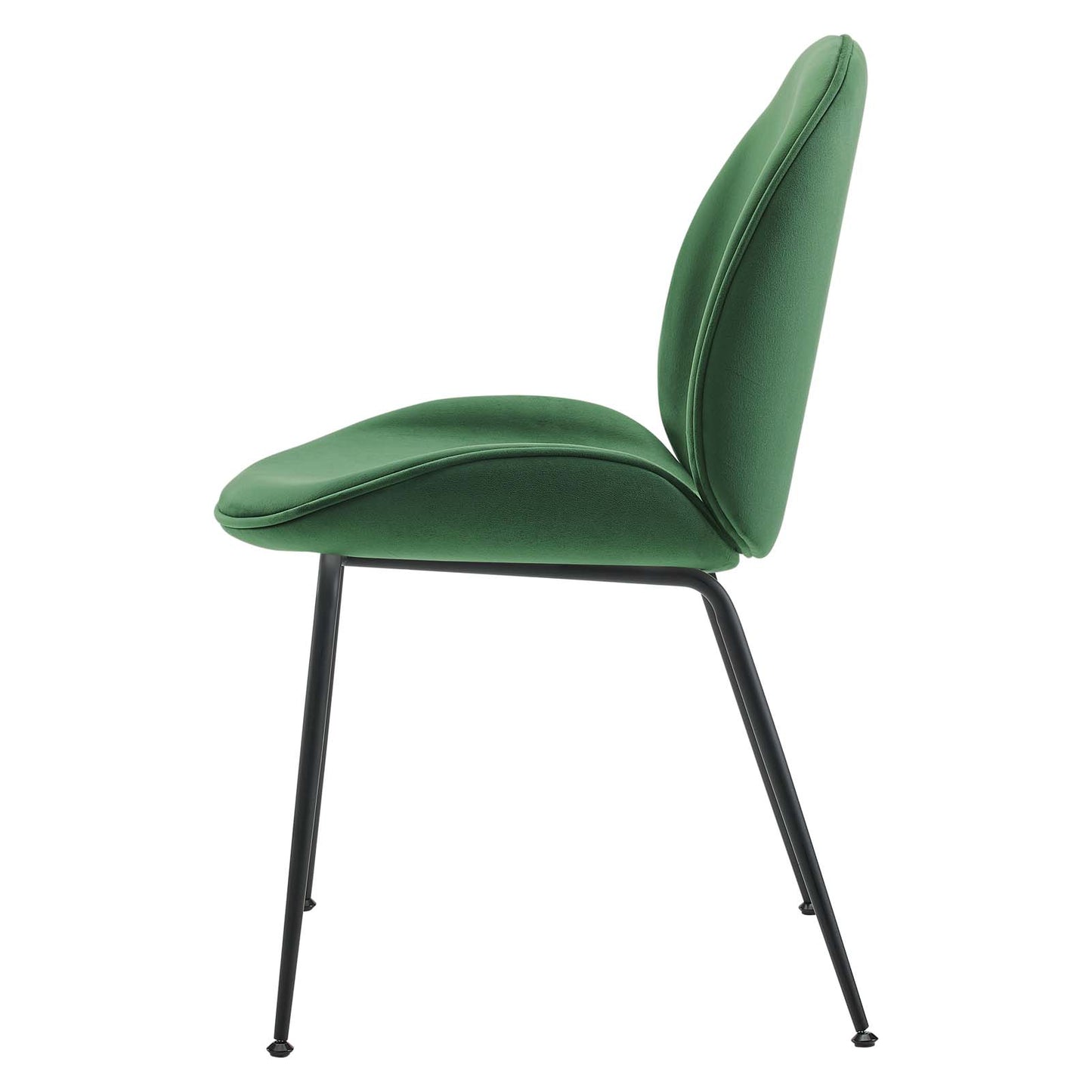 Scoop Black Powder Coated Steel Leg Performance Velvet Dining Chairs - Set of 2, Velvet, Metal Steel, Green, 20366