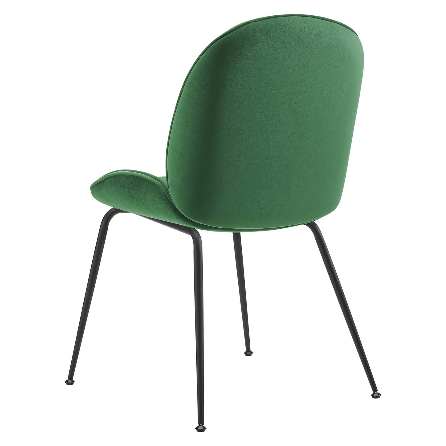 Scoop Black Powder Coated Steel Leg Performance Velvet Dining Chairs - Set of 2, Velvet, Metal Steel, Green, 20366