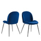 Scoop Black Powder Coated Steel Leg Performance Velvet Dining Chairs - Set of 2, Velvet, Metal Steel, Blue Navy, 20367