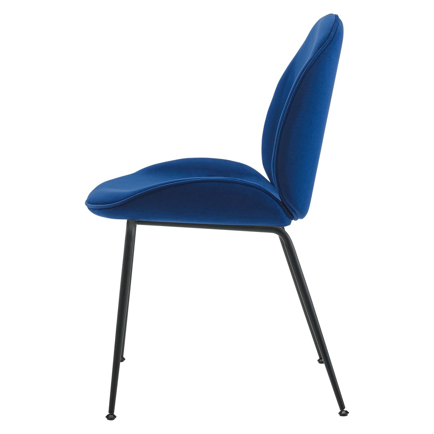 Scoop Black Powder Coated Steel Leg Performance Velvet Dining Chairs - Set of 2, Velvet, Metal Steel, Blue Navy, 20367