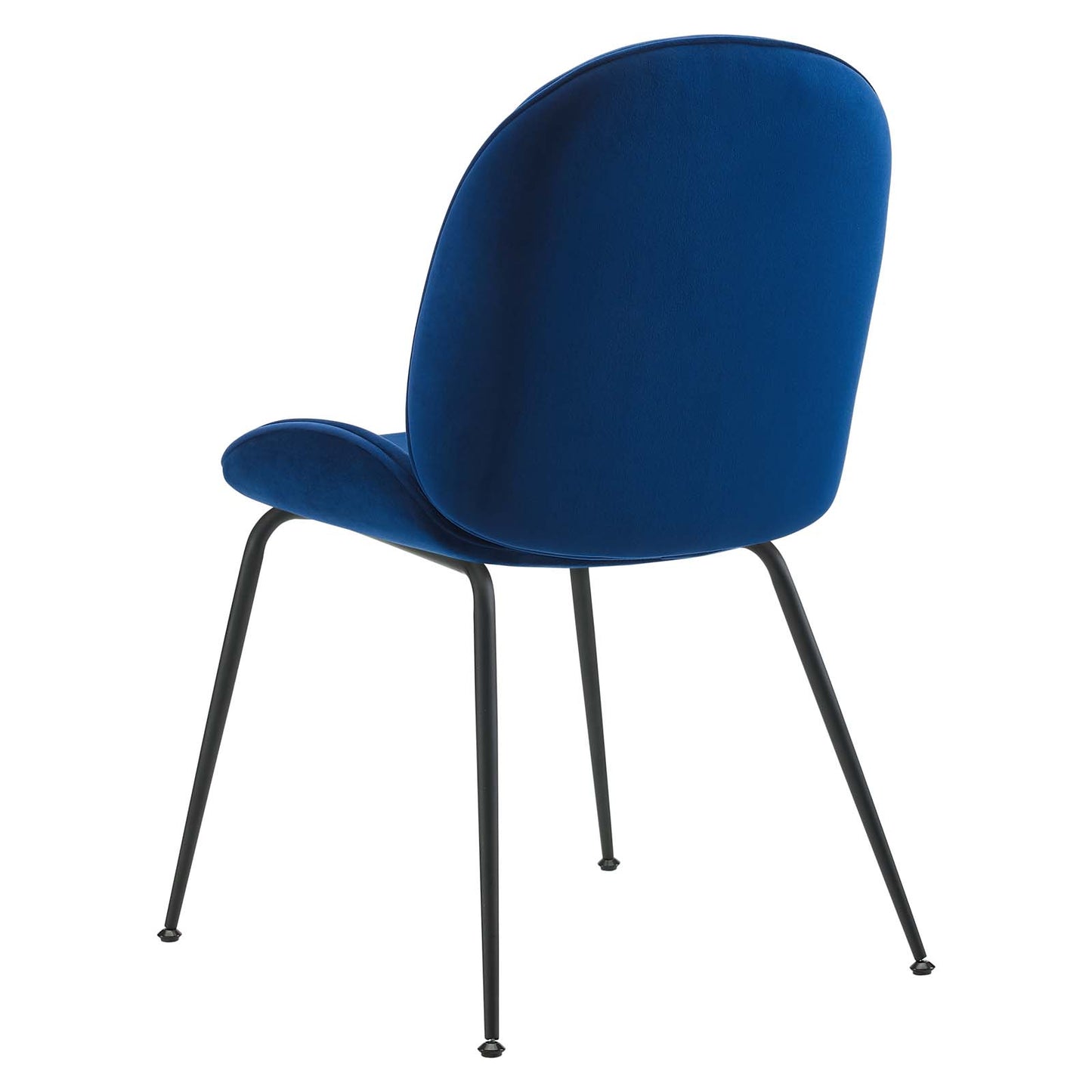 Scoop Black Powder Coated Steel Leg Performance Velvet Dining Chairs - Set of 2, Velvet, Metal Steel, Blue Navy, 20367