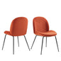 Scoop Black Powder Coated Steel Leg Performance Velvet Dining Chairs - Set of 2, Velvet, Metal Steel, Orange, 20368