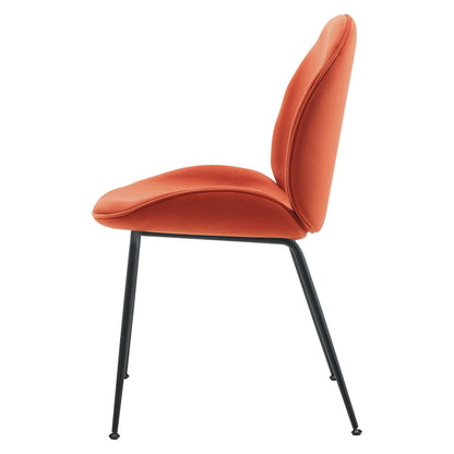 Scoop Black Powder Coated Steel Leg Performance Velvet Dining Chairs - Set of 2, Velvet, Metal Steel, Orange, 20368