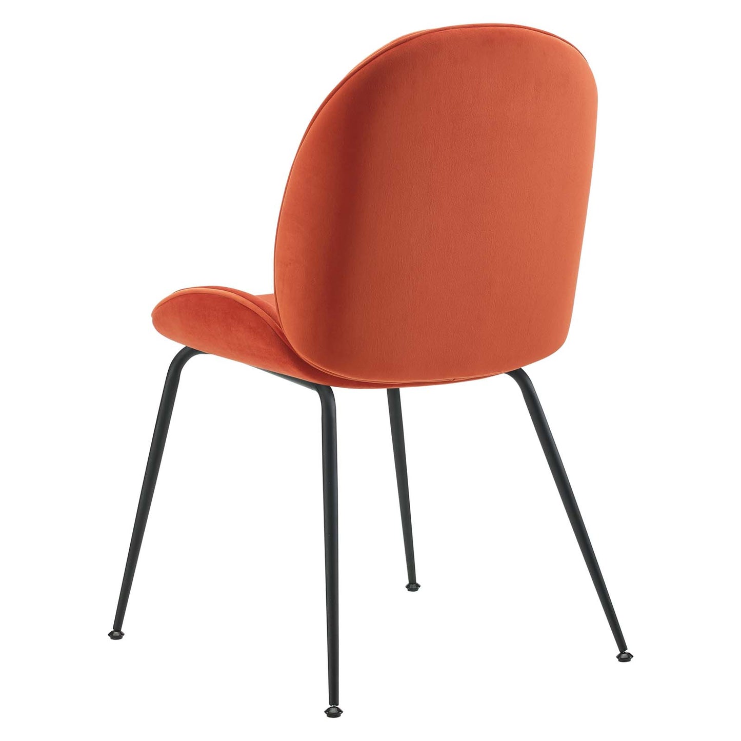 Scoop Black Powder Coated Steel Leg Performance Velvet Dining Chairs - Set of 2, Velvet, Metal Steel, Orange, 20368