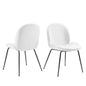 Scoop Black Powder Coated Steel Leg Performance Velvet Dining Chairs - Set of 2, Velvet, Metal Steel, White, 20369