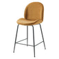 Scoop Black Powder Coated Steel Leg Performance Velvet Counter Stool, Velvet, Metal Steel, Brown, 20372