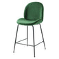 Scoop Black Powder Coated Steel Leg Performance Velvet Counter Stool, Velvet, Metal Steel, Green, 20373