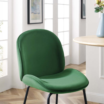 Scoop Black Powder Coated Steel Leg Performance Velvet Counter Stool, Velvet, Metal Steel, Green, 20373