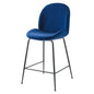 Scoop Black Powder Coated Steel Leg Performance Velvet Counter Stool, Velvet, Metal Steel, Blue Navy, 20374
