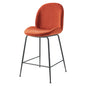 Scoop Black Powder Coated Steel Leg Performance Velvet Counter Stool, Velvet, Metal Steel, Orange, 20375