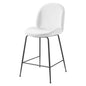 Scoop Black Powder Coated Steel Leg Performance Velvet Counter Stool, Velvet, Metal Steel, White, 20376