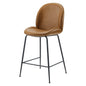 Scoop Black Powder Coated Steel Leg Vegan Leather Counter Stool, Faux Vegan Leather, Steel, Tan, 20377