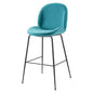 Scoop Black Powder Coated Steel Leg Performance Velvet Bar Stool, Velvet, Metal Steel, Blue, 20378