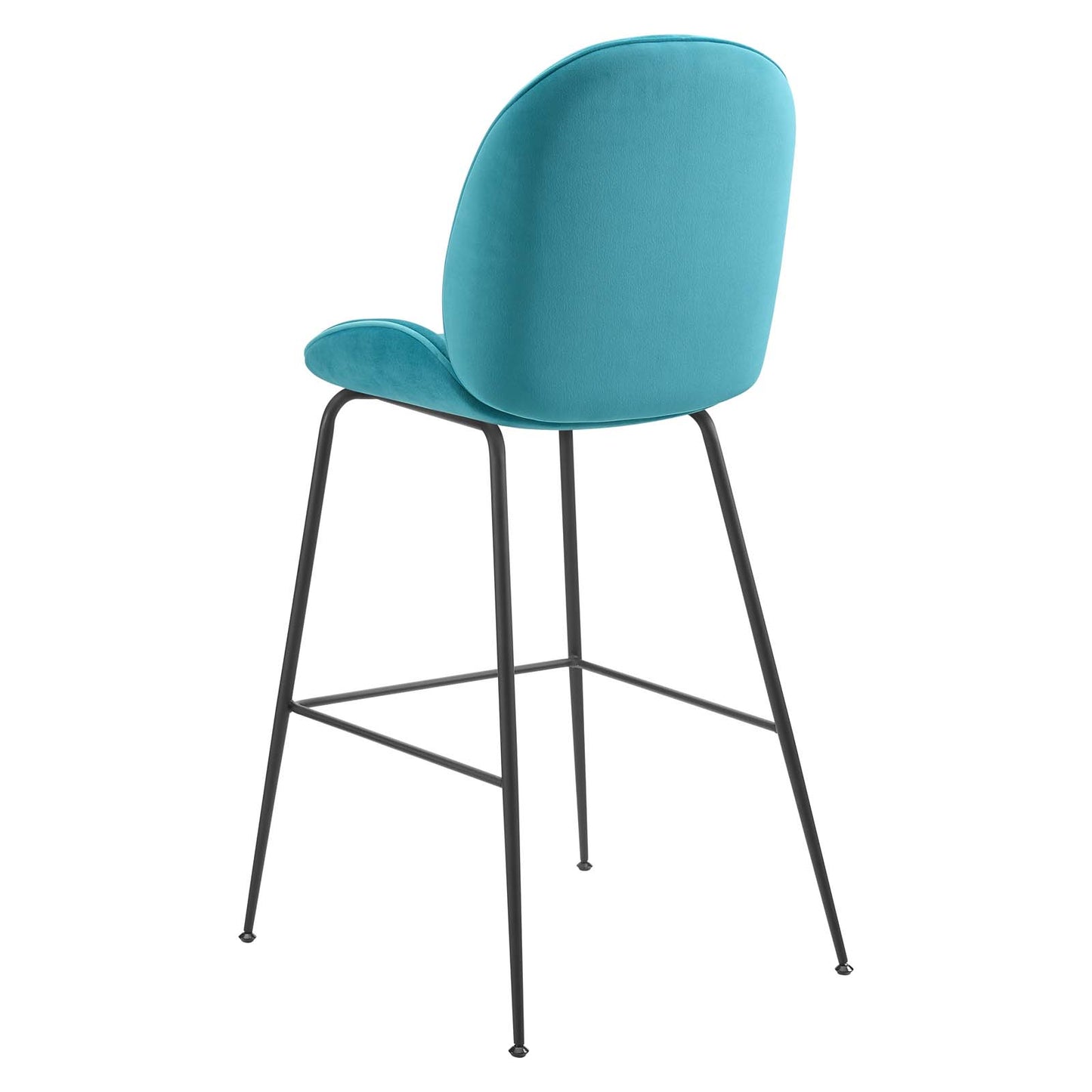 Scoop Black Powder Coated Steel Leg Performance Velvet Bar Stool, Velvet, Metal Steel, Blue, 20378