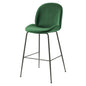 Scoop Black Powder Coated Steel Leg Performance Velvet Bar Stool, Velvet, Metal Steel, Green, 20380