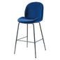 Scoop Black Powder Coated Steel Leg Performance Velvet Bar Stool, Velvet, Metal Steel, Blue Navy, 20381