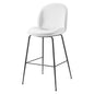Scoop Black Powder Coated Steel Leg Performance Velvet Bar Stool, Velvet, Metal Steel, White, 20383