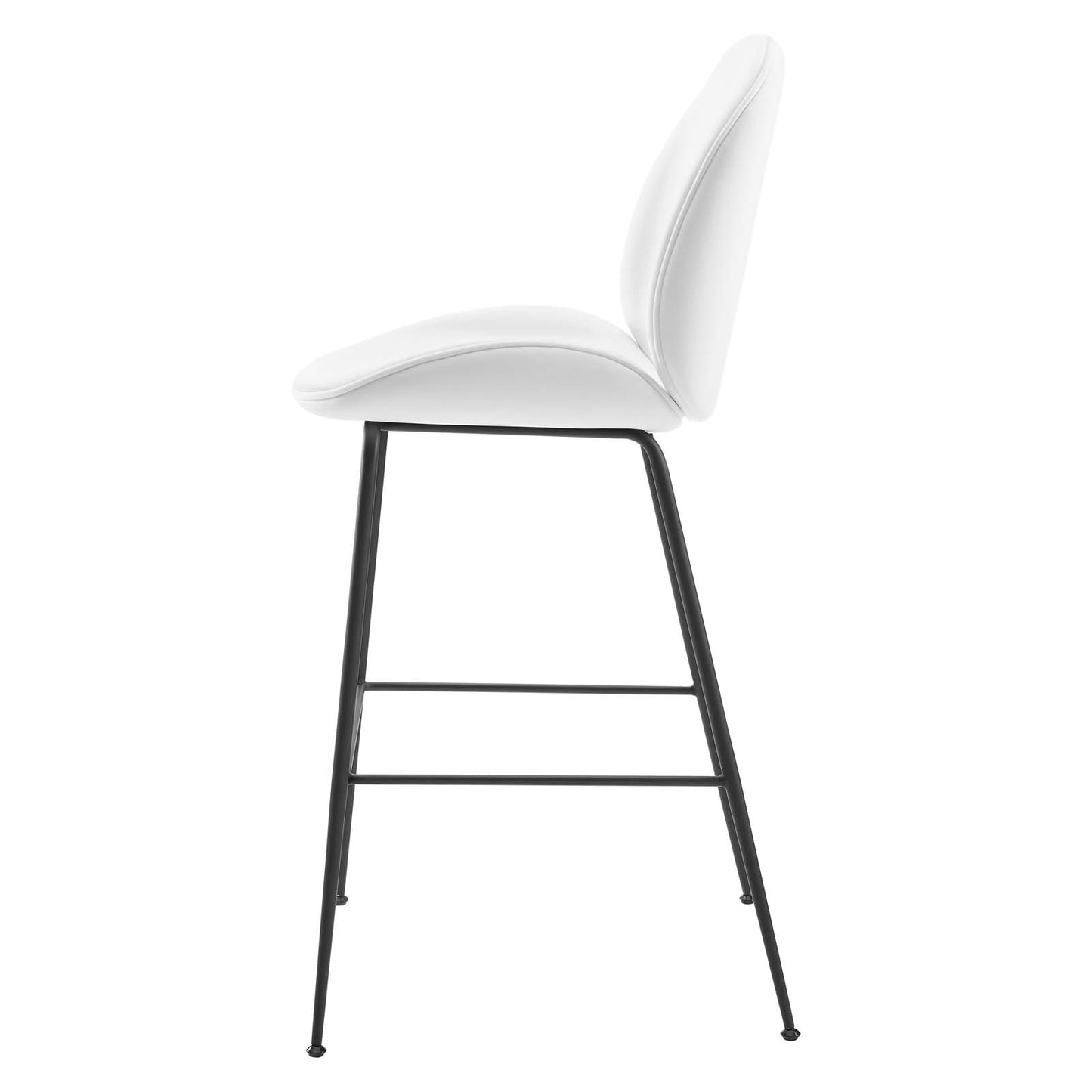 Scoop Black Powder Coated Steel Leg Performance Velvet Bar Stool, Velvet, Metal Steel, White, 20383