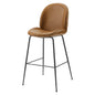 Scoop Black Powder Coated Steel Leg Vegan Leather Bar Stool, Faux Vegan Leather, Steel, Tan, 20384