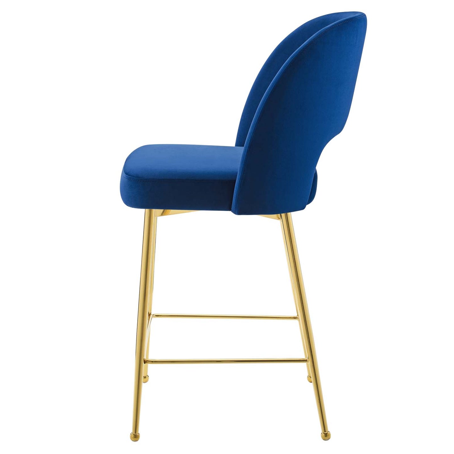 Rouse Performance Velvet Counter Stool, Velvet, Metal Steel, Blue Navy, 20386
