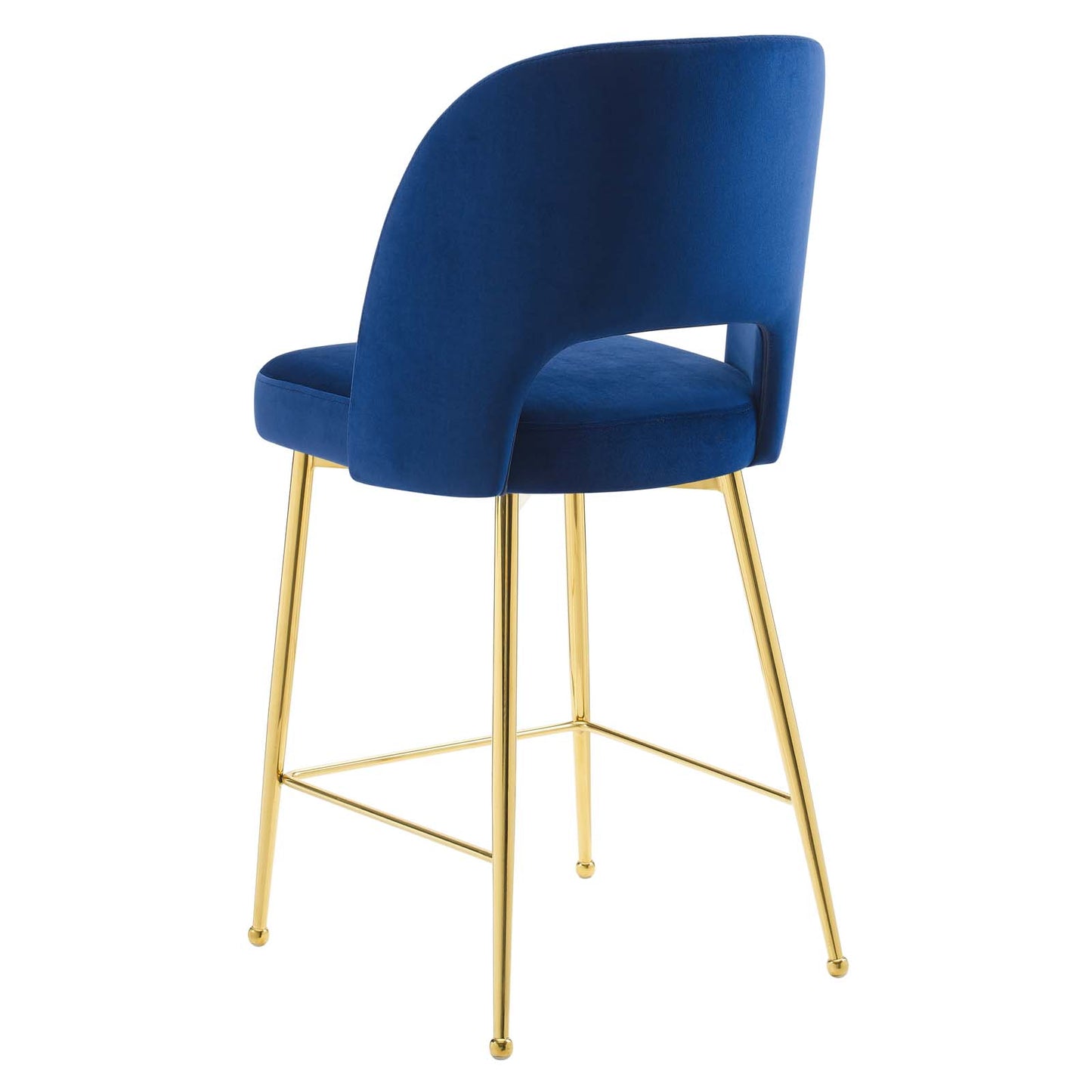 Rouse Performance Velvet Counter Stool, Velvet, Metal Steel, Blue Navy, 20386