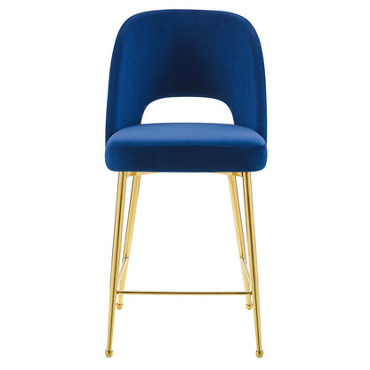 Rouse Performance Velvet Counter Stool, Velvet, Metal Steel, Blue Navy, 20386