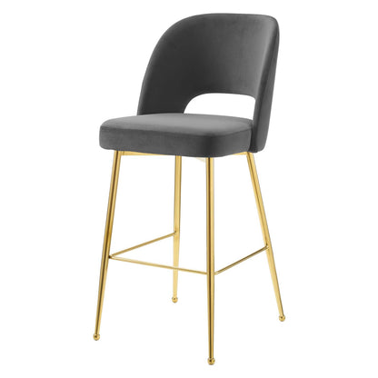 Rouse Performance Velvet Bar Stool, Velvet, Metal Steel, Dark Grey Gray, 20389