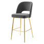 Rouse Performance Velvet Bar Stool, Velvet, Metal Steel, Dark Grey Gray, 20389